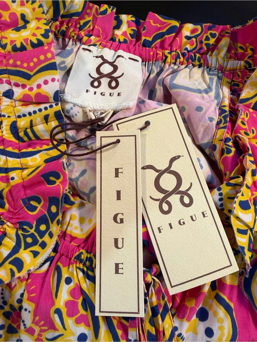 NWT Figue ‘Gianna’ Flutter Sleeve Top in Pink & Yellow “Paisley Floral” Size XS